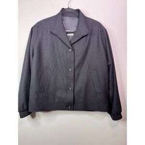 Clan Crest Scotland Coat Jacket Black Crop Wool Pockets XL